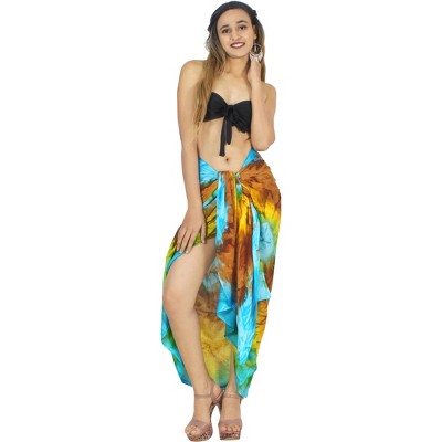 LA LEELA Women's Sarong Bikini Skirt Swimwear Cover up Bathing suit Swimsuit Summer Wraps Beach Wrap for Women One Size Multicolored, Tie Dye Design