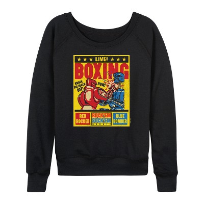 Women's - Rock 'Em Sock 'Em Robots - Boxing Poster Lightweight French Terry Wide Neck Long Sleeve Graphic Shirt