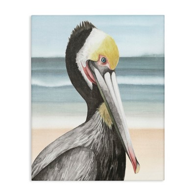 Stupell Industries Pelican Portrait on Beach Canvas Wall Art