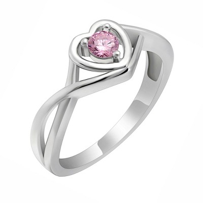 Christine Engagement Ring Promise Heart For Women Silver Cz Ginger Lyne Collection
