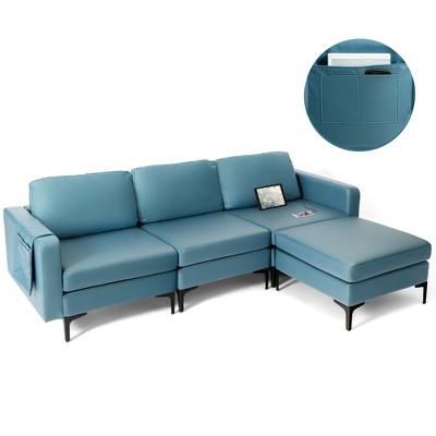 Costway Modular L-Shaped Sofa w/Reversible Chaise Lounge & 2 USB Ports