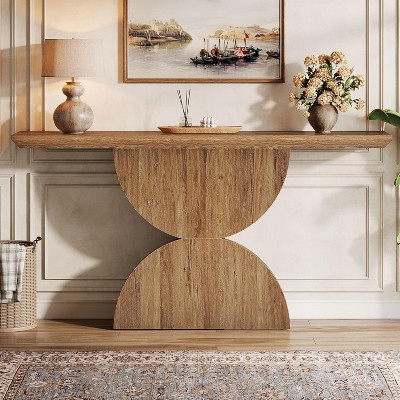 Tribesigns 63"Console Table for Entryway, Farmhouse Furniture Behind The Couch for Living Room, Hallway, Entrance, Foyer (Natural)
