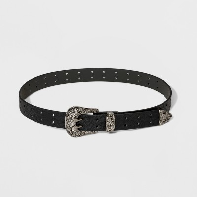 Women's Double Perf Western Belt - Wild Fable™ Black