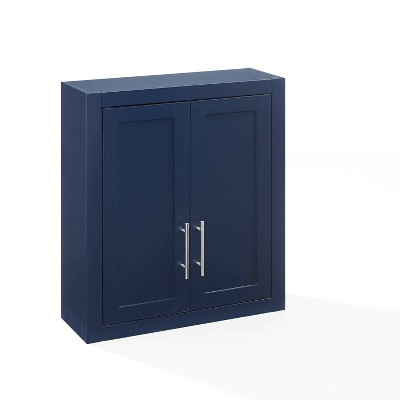 Crosley Savannah Wall Mounted Storage Cabinet Navy Blue