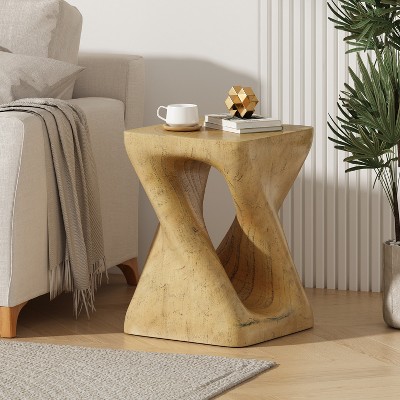 Wood-like Texture Magnesium Oxide Side Table Coffee Table Sofa Table For Home Office Living Room Reception Room