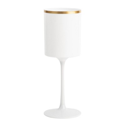 Posh Setting 9 oz White with gold rim Plastic Disposable Stemmed Wine Cup - 5 Pack
