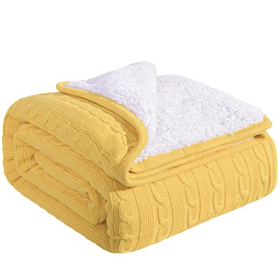 Cotton Cable Knit Blanket, Soft Warm Fleece Blanket for Couch & Bed Decor - NTBAY