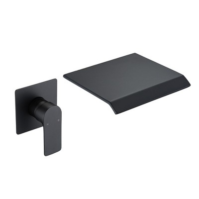 PAGED Wall Mount Bathtub Faucet Single Handle Modern Sink Faucet with Rough in Valve High Flow Filler Waterfall Tub Spout