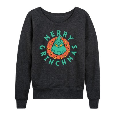Women's - Dr. Seuss -  Lightweight French Terry Wide Neck Long Sleeve Graphic Shirt