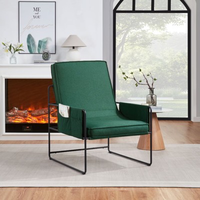 FONTOI Sling Accent Chair with Removable Cushion, Comfy Chair with Storage Bag for Living Room, Bedroom, Green, 29.13"*34.25"*38.19"