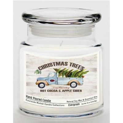 Courtside Market Christmas Trees Evergreen 18 oz Soy Wax Candle Glass Jar & Lid