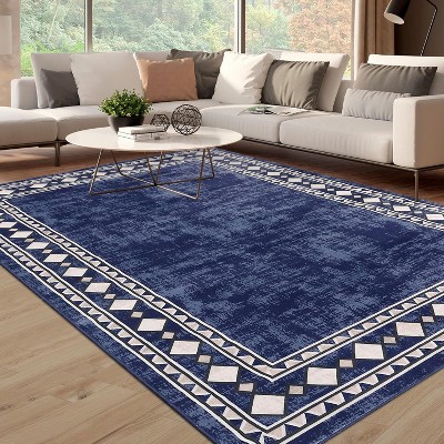Acekool 5x7 Washable Rug – Modern Geometric Indoor Carpet, Non-Slip Ultra-Thin Floor Mat for Living Room & Bedroom