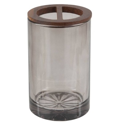 Moda at Home Vaso Glass Toothbrush Holder with Acacia