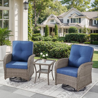 Gymojoy Outdoor Patio Wicker Swivel Chair Glider Chair Table with Removable Cushions