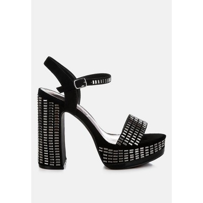 Starlet Rhinestones Embellished Ankle Strap Heels Women