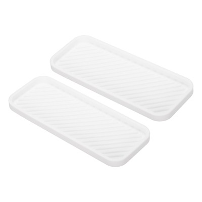 Unique Bargains Waterproof Soft Silicone Bathroom Kitchen Organizer Tray 2 Pcs