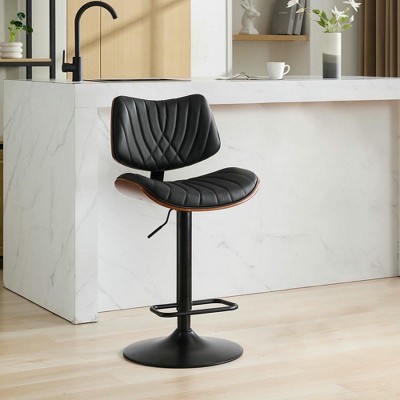 Resenkos Counter Bar Stools, Counter Stool,Modern Adjustable Counter Height 360��Swivel Bar Chairs with Black Leg, Black
