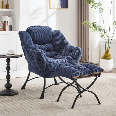 CAVINAS Lazy Chair with Ottoman,Modern Lounge Accent Chair with Side Pocket,Upholstered Sofa Chair with Footrest,Living Room Furniture