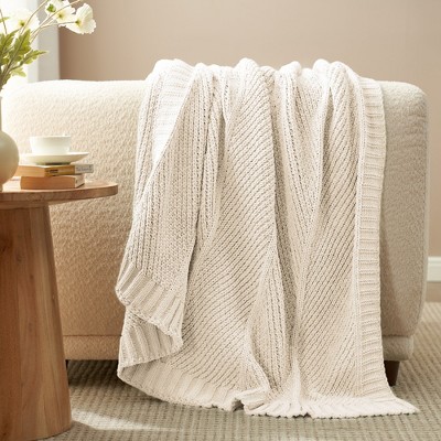 Chenille Knit Chunky Throw Blanket-Amelie Home