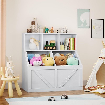 Kids Toy Storage Organizer, Kids Bookshelf and Toy Storage, Toy Storage Cabinet, Toddler Bookshelf Toy Organizer