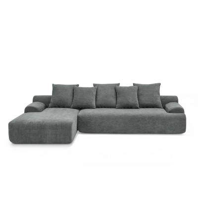 TiramisuBest 110.25"x67" Modern Upholstered L-Shaped Sofa, Modular Compressed Velvet Couch, Space-Saving Sofa for Living & Bedroom, Black