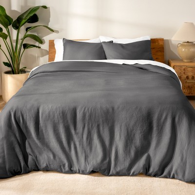 Linen Duvet Cover and Sham Set by Bare Home