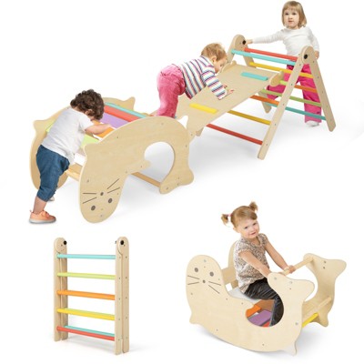 Safstar 7-in-1 Indoor Climbing Toys for Toddlers w/ Reversible Ramp Sea Lion Rocker