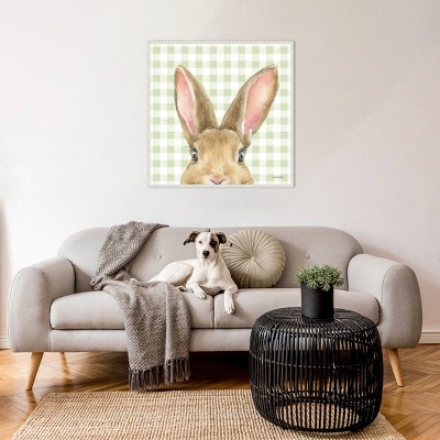 Amanti Art 30"x30" Garden Bunnies VII Green by Leslie Trimbach Framed Canvas Wall Art Print