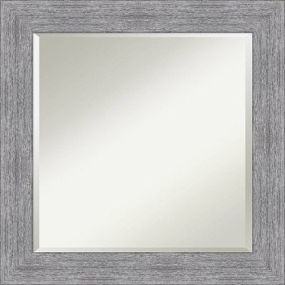 25" x 25" Bark Rustic Framed Wall Mirror Gray - Amanti Art: Square Beveled, Entryway Decor, No Assembly Required