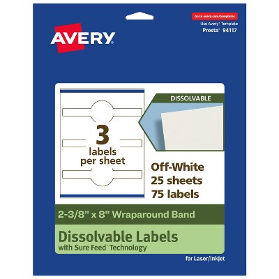 Avery Dissolvable Wraparound Band Labels, 2-3/8" x 8", 75 Labels