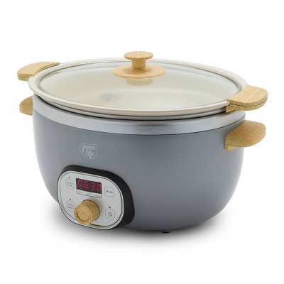 GreenLife Healthy 6qt Slow Cooker with Wood Handle