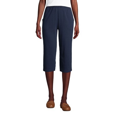 Lands' End Women's Sport Knit High Rise Elastic Waist Capri Pants