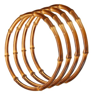 Unique Bargains Bamboo Polished Handmade Supplies Round Purse Handles 4 Pcs