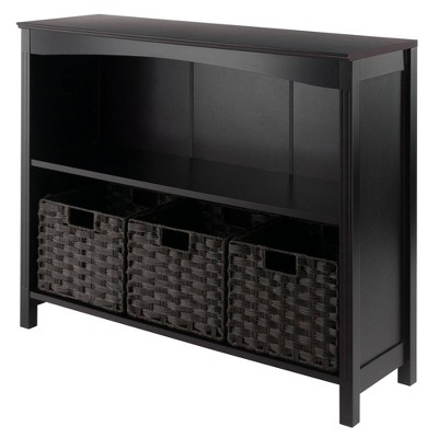 30" 4pc Terrace Storage Shelf with 3 Small Baskets Espresso/Chocolate - Winsome: Home Office Display