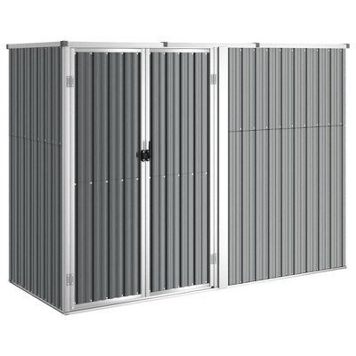 vidaXL Tool Shed Storage House Garden Lawn Equiment Organizer Galvanized Steel - Gray 88.6" x 35" x 63.4"