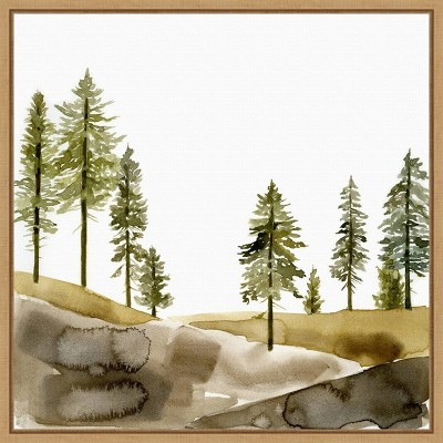 Amanti Art 16" x 16" Pine Hill I by Jacob Green Framed Wall Canvas: Modern Style, Polystyrene Frame, Sawtooth Back Mount