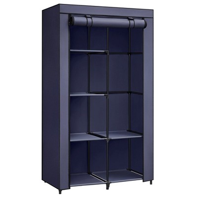 Portable Closet, Clothes Storage Organizer with 6 Shelves, 1 Clothes Hanging Rail, Non-Woven Fabric Closet 34.6 x 17.7 x 66.1 Inches