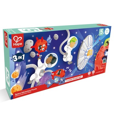 Hape: Space Adventure Puzzle - 3-In-1, 48pc Each, 12 Story Telling Tiles,Ages 4+