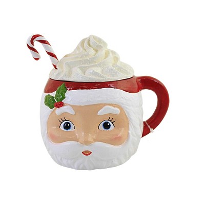 Christmas 5.5 Inch Sweet Tidings Santa Head Christmas , Peppermint Container (1PC)