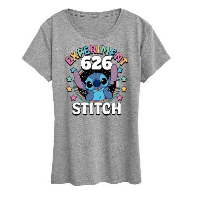 Women's - Lilo and Stitch - Experiment 626 Pastel Rainbow Space Circle Short Sleeve Graphic T-Shirt