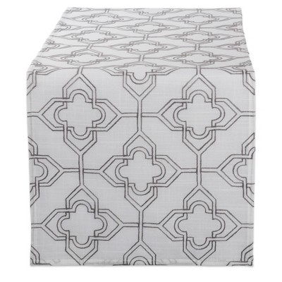 Dii Off White Base Embroidered Lattice Table Runner 14X70