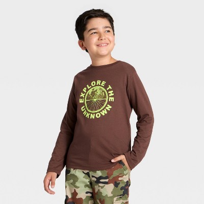 Boys' Long Sleeve 'Explore the Unknown' Graphic T-Shirt - Cat & Jack™ Brown