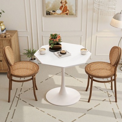 Okak 31.50" Octagonal/Hexagonal Dining Table Coffee Table with MDF Table Top Metal Base for Dining Room, Kitchen