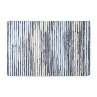 Design Imports Stonewash Blue Slim Stripe Cotton Chindi Rug 4X6Ft