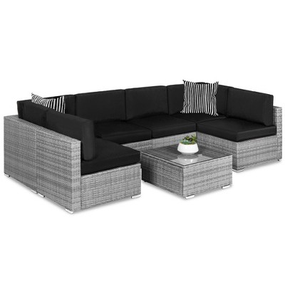 Best Choice Products 7-Piece Outdoor Modular Patio Conversation Furniture, Wicker Sectional Set