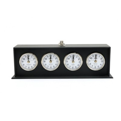 TopComfy Decorative Object Modern Time Zone Desk Clock for International Use, Black, 15.75"*4"*6.5"