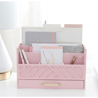 Blu Monaco Wooden Mail Organizer for Countertop or Desk - Kitchen Mail Sorter With Drawer