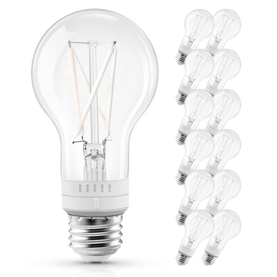 Luxrite A19 Vintage LED Light Bulb 60 Watt Equivalent, 5CCT Dimmable, 800 Lumens, Edison Bulb 7W, UL Listed, E26 Medium Base 12 Pack