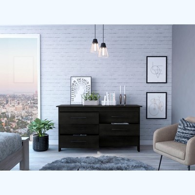 NicBex Rectangle Bedroom Dresser with 6-Drawers and Black Metal Pulls, Ample Storage Chest Cabinet for Living Room Entryway