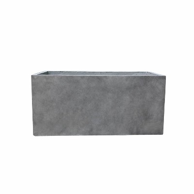 12" Rectangular Concrete/Fiberglass Elegant Indoor/Outdoor Planter Natural - Rosemead Home & Garden, Inc.: Durable, Modern Design